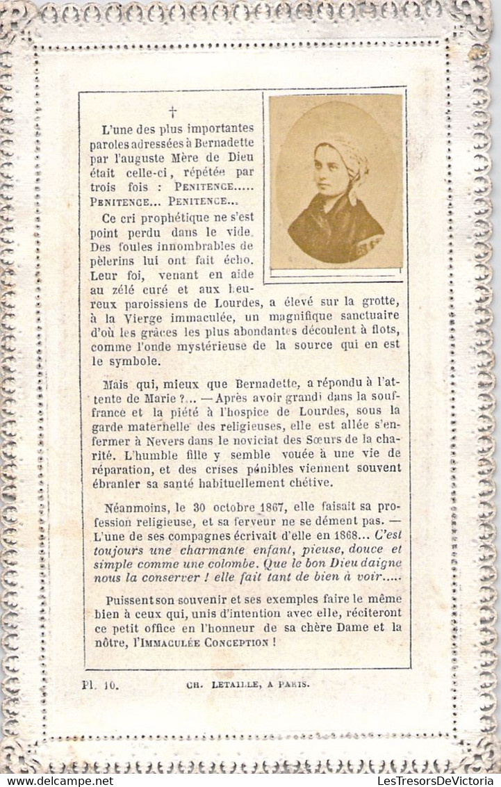 IMAGE PIEUSE RELIGIEUSE CANIVET DENTELLE - Bernadette Se Purifiant à La Source - Souvenir De ND De Lourdes - Santini