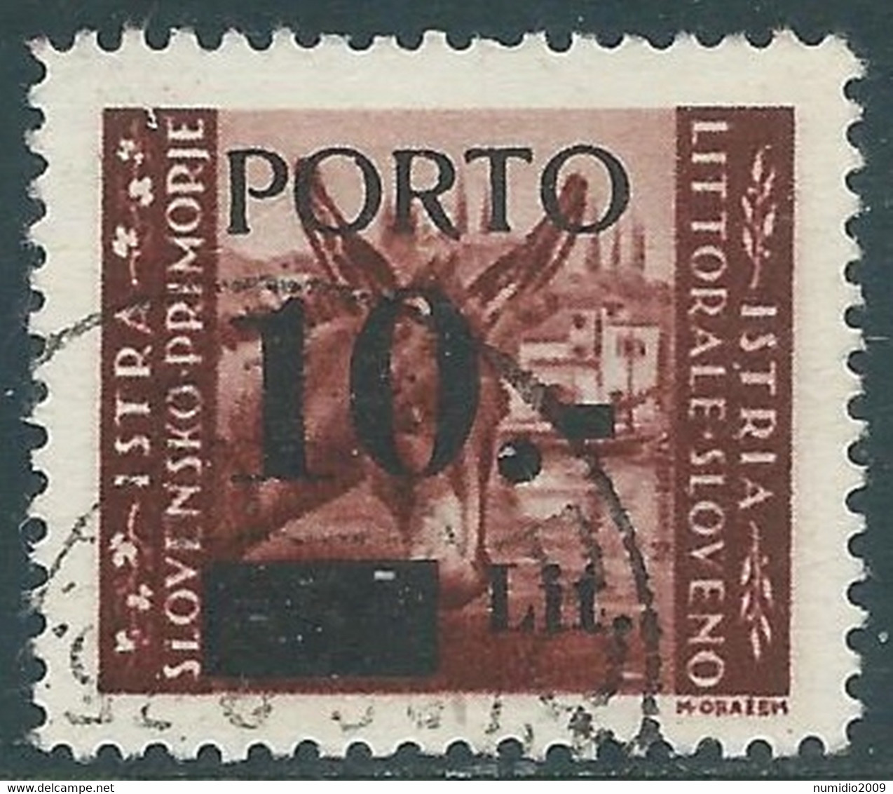 1945 OCCUP. JUGOSLAVA LITORALE SLOVENO USATO SEGNATASSE 10 SU 50 CENT T. I - P20 - Yugoslavian Occ.: Slovenian Shore