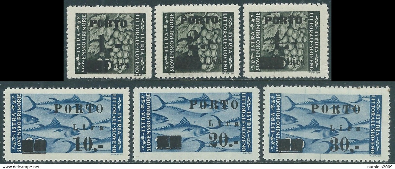 1946 OCCUP. JUGOSLAVA LITORALE SLOVENO SEGNATASSE 6 VALORI MNH ** - P21-9 - Yugoslavian Occ.: Slovenian Shore