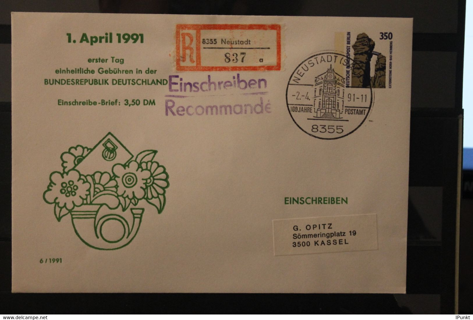 Deutschland, 1.April 1991; 1. Tag Der Einheitlichen Postgebühren In Deutschland; Ganzsache Sehenswürdigkeiten - Privatumschläge - Gebraucht