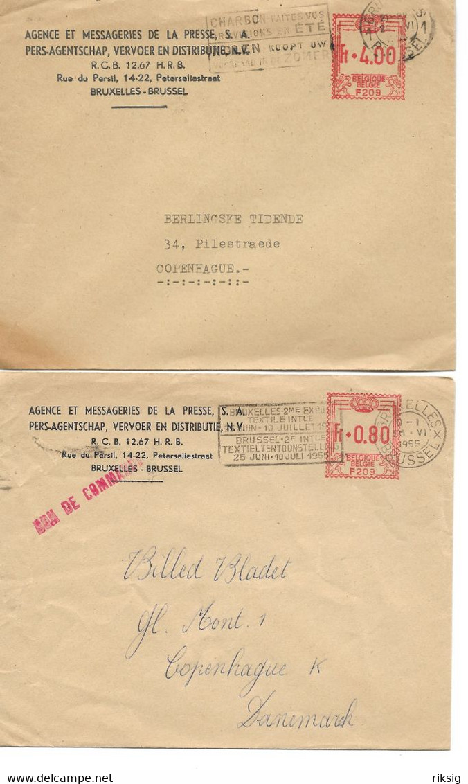 Belgium - 2 Covers Sent To Denmark.  H-1808 - ...-1959