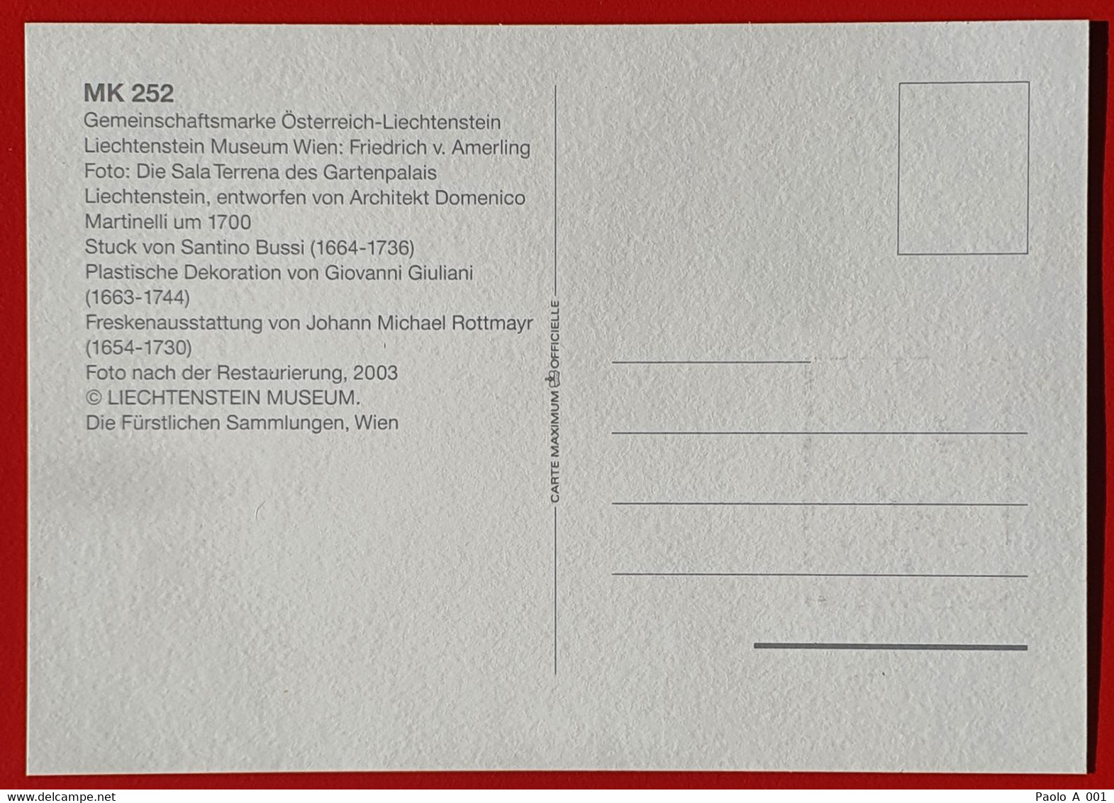 LIECHTENSTEIN 2006 ÖSTERREICH AUSTRIA WIEN VIENNA MUSEUM MAXIMUM CARD 252 - Cartas & Documentos