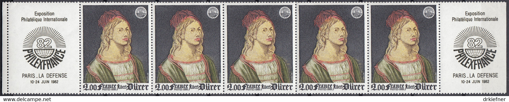 FRANKREICH  2209, 5erStreifen Postfrisch **, PHILEXFRANCE '82, 1980, Mit FEHLER: Albert Dürer - Nuevos