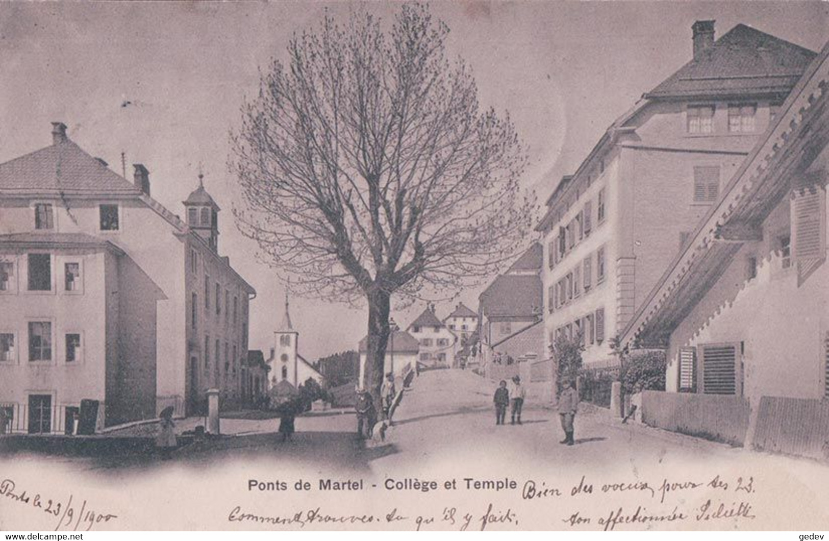 Ponts De Martel NE, Collège Et Temple (23.9.1900) - Ponts-de-Martel