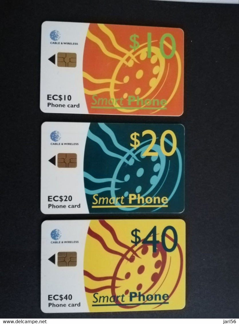 SAINT LUCIA $10,-+$20,-+$40,- CHIPCARD SERIE/orange/green/yellow  New  Logo C&W    Fine Used Card** 6617 ** - St. Lucia