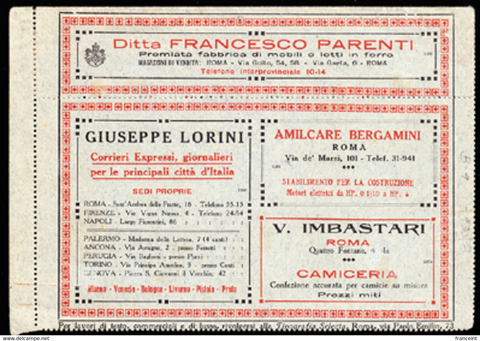 ITALY(1923) BLP Letter. Sicilian Wine. Marsala. Muscat. Iron Works. Express Courier. Electric Motors. Tailored Shirts., - Sellos Para Sobres Publicitarios