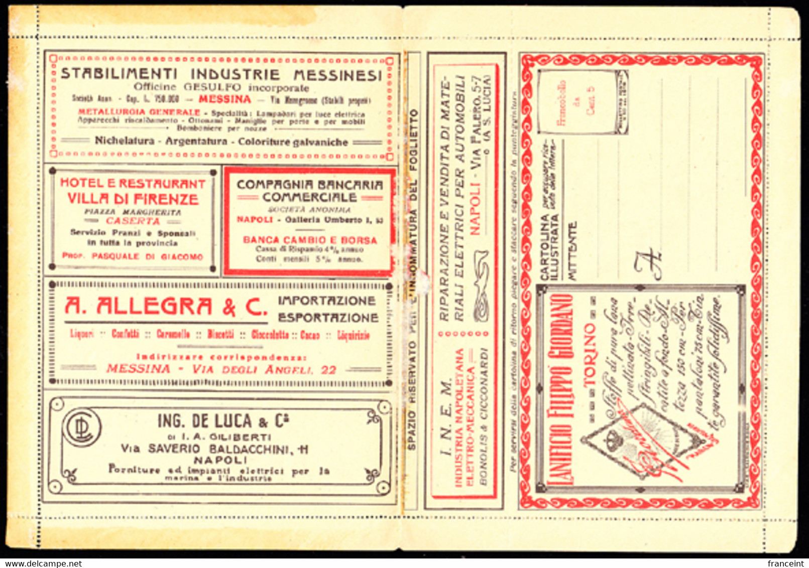 ITALY(1923) BLP Letter. Gloves. Electric Lighting & Heating. Silver And Nickel Plating. Restaurant. Weddings. Etc - Timbres Pour Envel. Publicitaires (BLP)