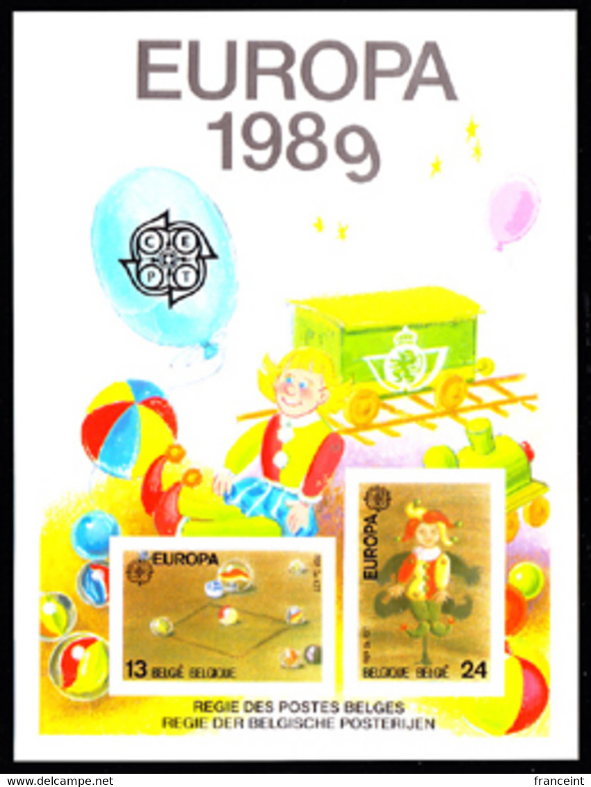 BELGIUM(1989) Marbles. Jumping Jack. Scott Nos 1312-3. Yvert Nos 2323-4. EUROPA Issue. Deluxe Proof (LX78). - Deluxe Sheetlets [LX]
