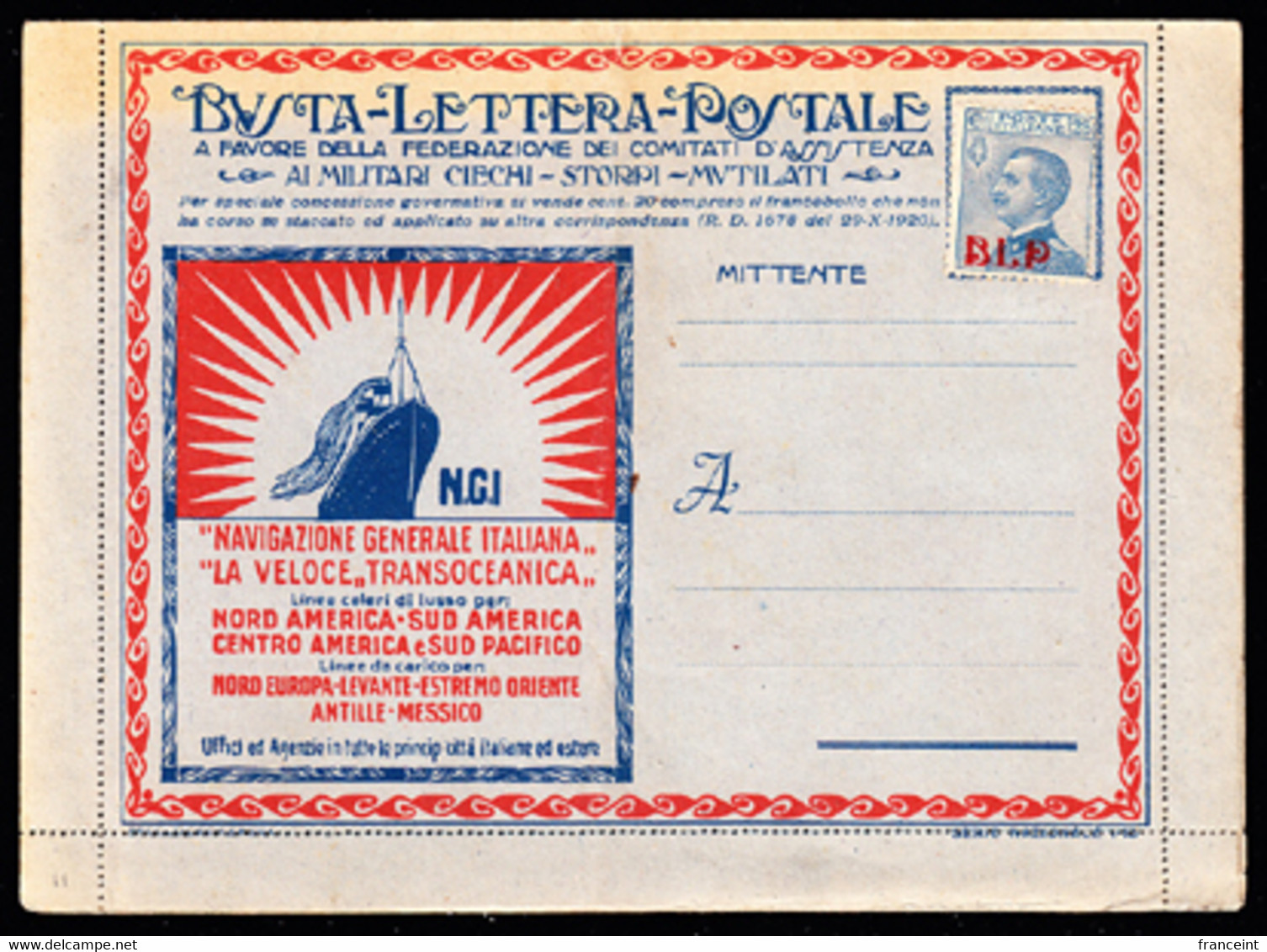 ITALY(1923) Typewriter. Cruise Ship. Auto. Bride. Chicken. Cow. Oil. Dentifrice. Insurance. Pasta. BLP Letter - Sellos Para Sobres Publicitarios