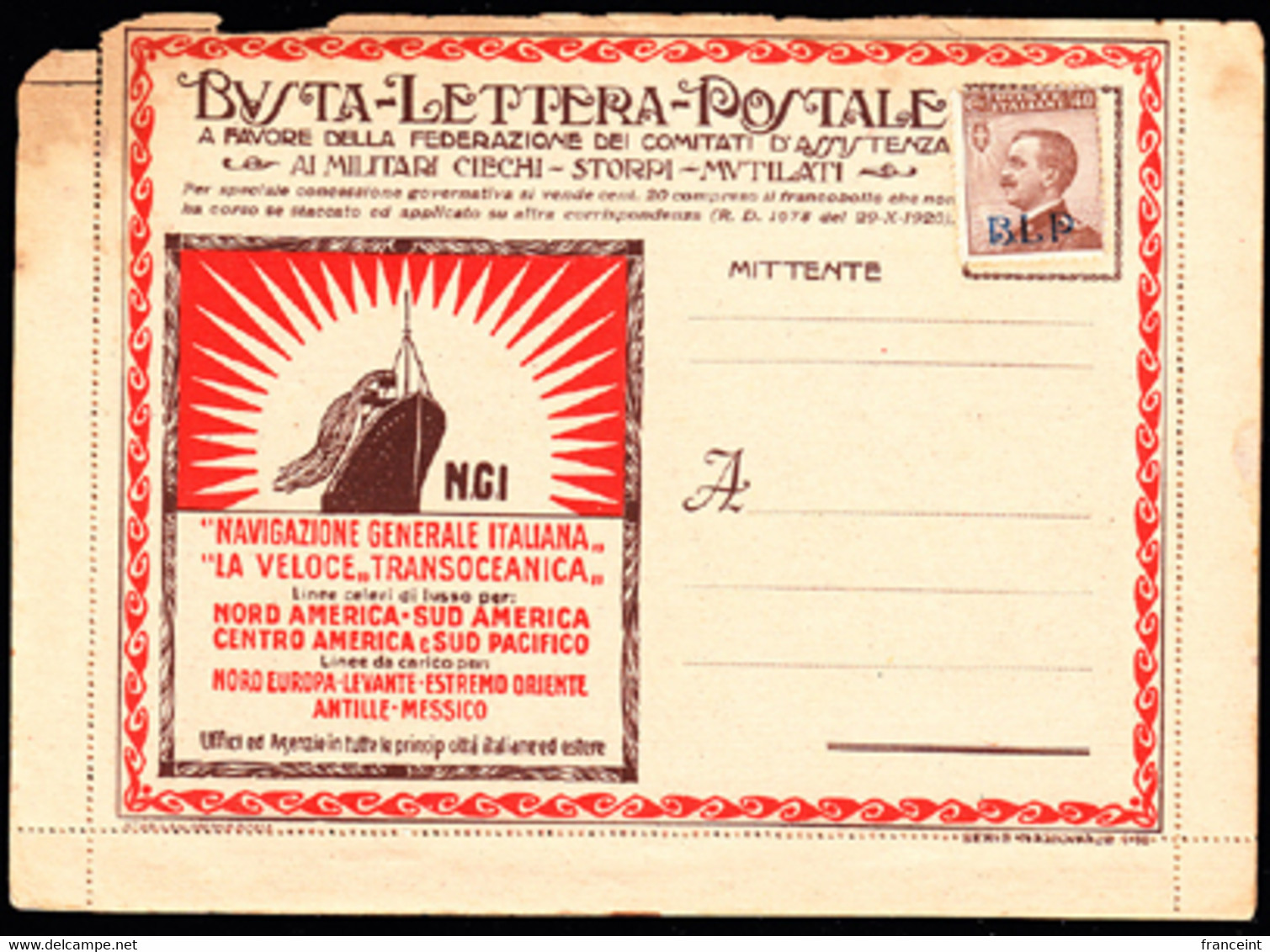 TALY(1923) Typewriter. Cruise Ship. Auto. Bride. Chicken. Cow. Oil. Dentifrice. Insurance. Pasta. BLP Letter - Zegels Voor Reclameomslagen (BLP)