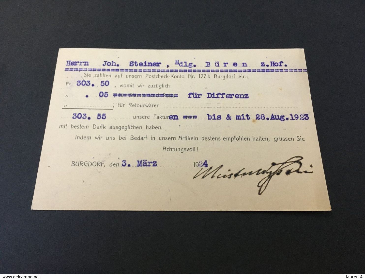 (5 C 14) Letter Card - Switzerland - Dated 1923 - POSTED To Büren Z. Hof - Other & Unclassified