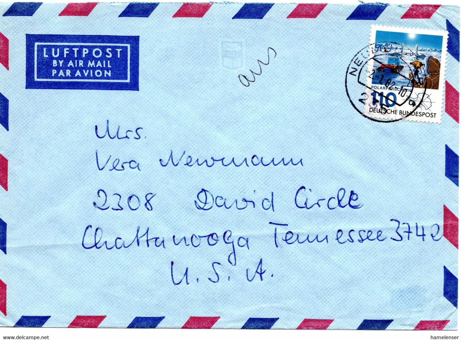 55659 - Bund - 1982 - 110Pfg. Polarforschung EF A. LpBf. NEUMUENSTER -> Chattanooga, TN (USA) - Other & Unclassified