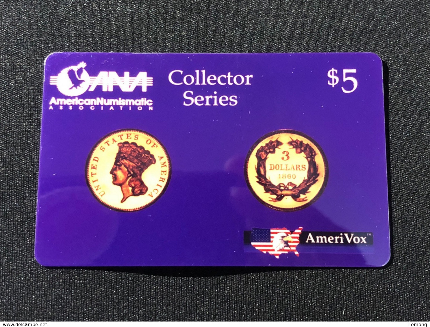 Mint USA UNITED STATES America AmeriVox Prepaid Telecard Phonecard,ANA Card: Design Of 1860 Gold Coin,Set Of 1 Mint Card - Amerivox