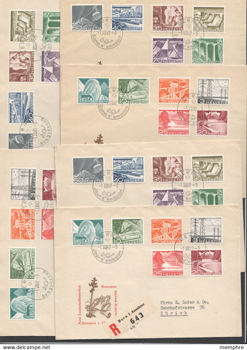 1949  Technics And Landscape MiNr 529-540 Matched Set Of 6 FDCs- Italian, French And German - FDC