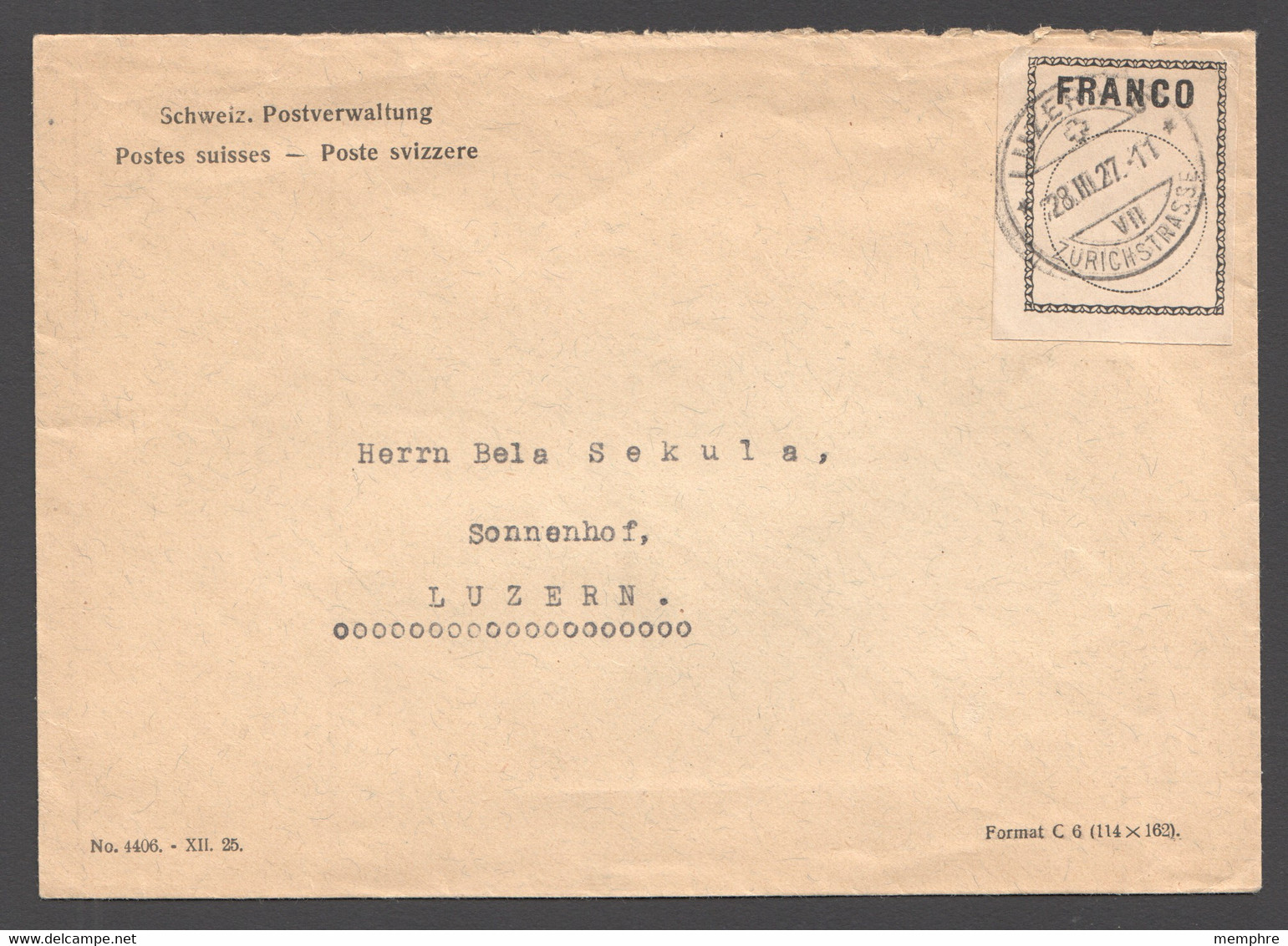 Lettre De La Poste 28 Mars 1927 Etiquette De Franchise - Vrijstelling Van Portkosten