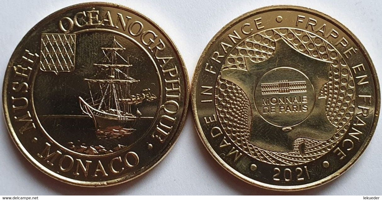 MONEDA Medalla Souvenir MONACO (Monnaie De Paris) 34mm 2021 OCÉANOGRAPHIQUE MONACO Barco - 2021