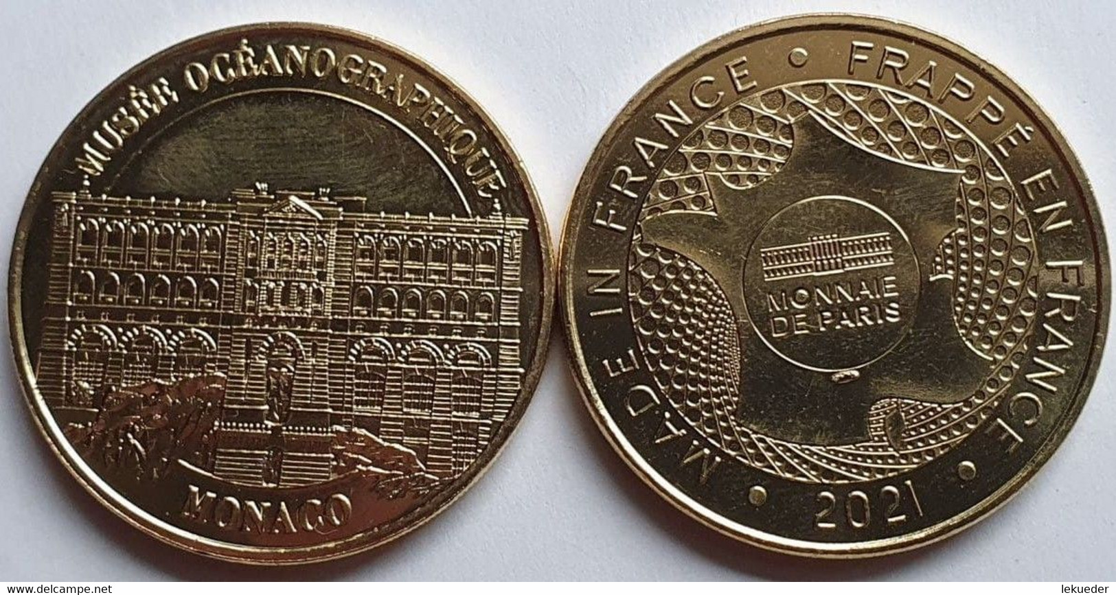 MONEDA Medalla Souvenir MONACO (Monnaie De Paris) 34mm 2021 MUSÉE OCÉANOGRAPHIQUE Fachada - 2021