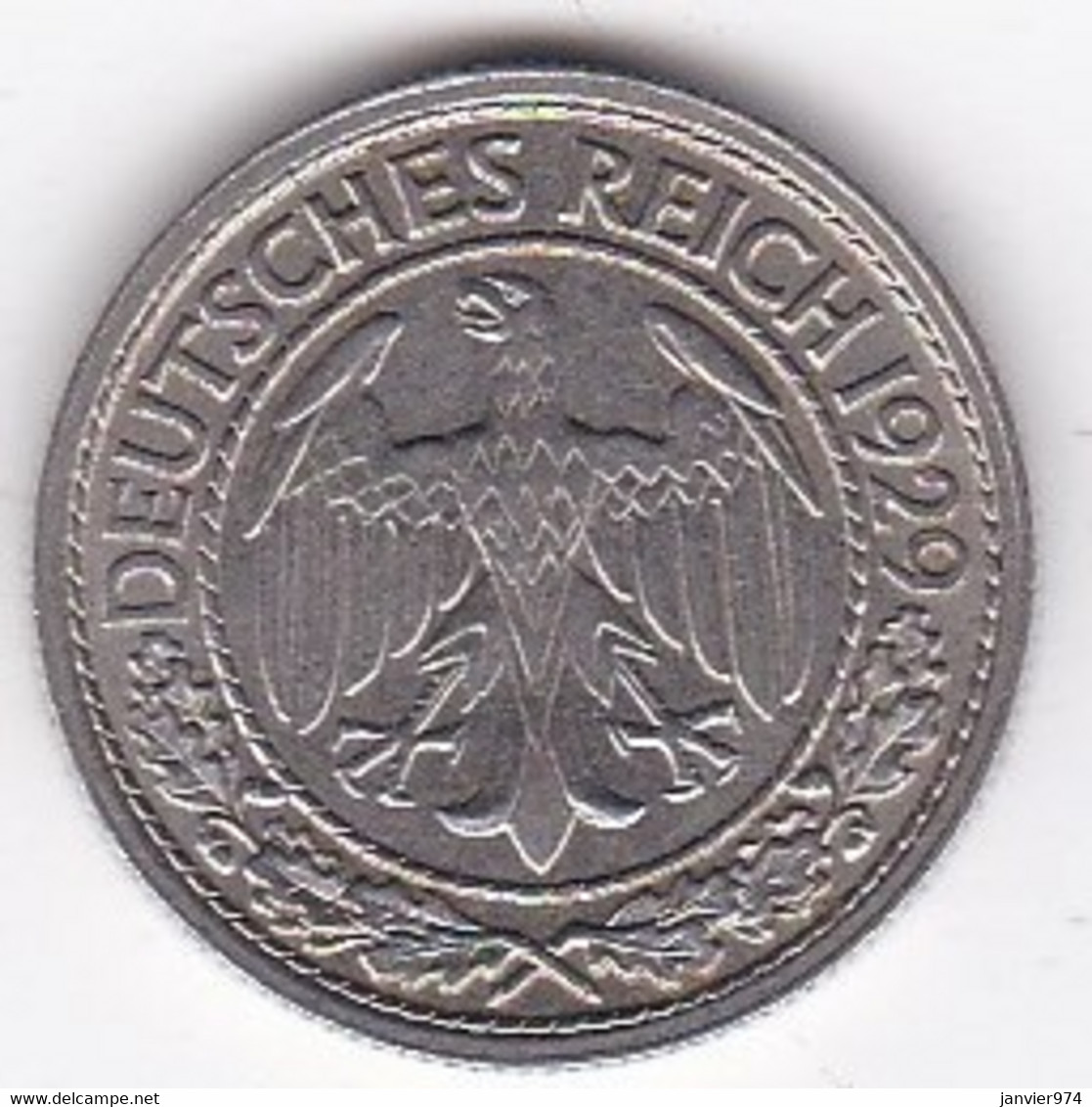 Allemagne 50 Reichspfennig 1929 F Stuttgart, En Nickel, KM# 49 - 50 Rentenpfennig & 50 Reichspfennig