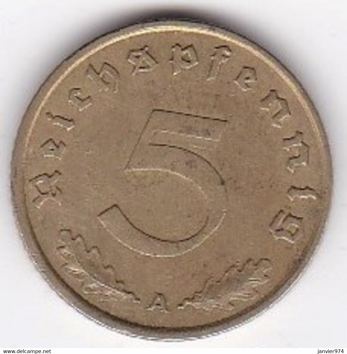 5 Reichspfennig 1939 A BERLIN. Bronze-aluminium. KM# 91 - 5 Reichspfennig