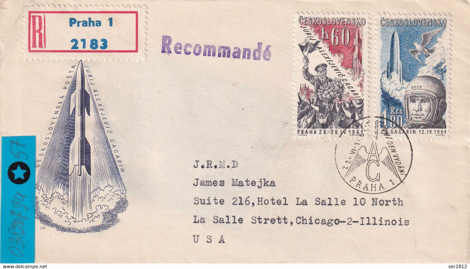 Czechoslovakia 1961 Cover  FDC GAGARIN PRAHA USA - Cartas & Documentos