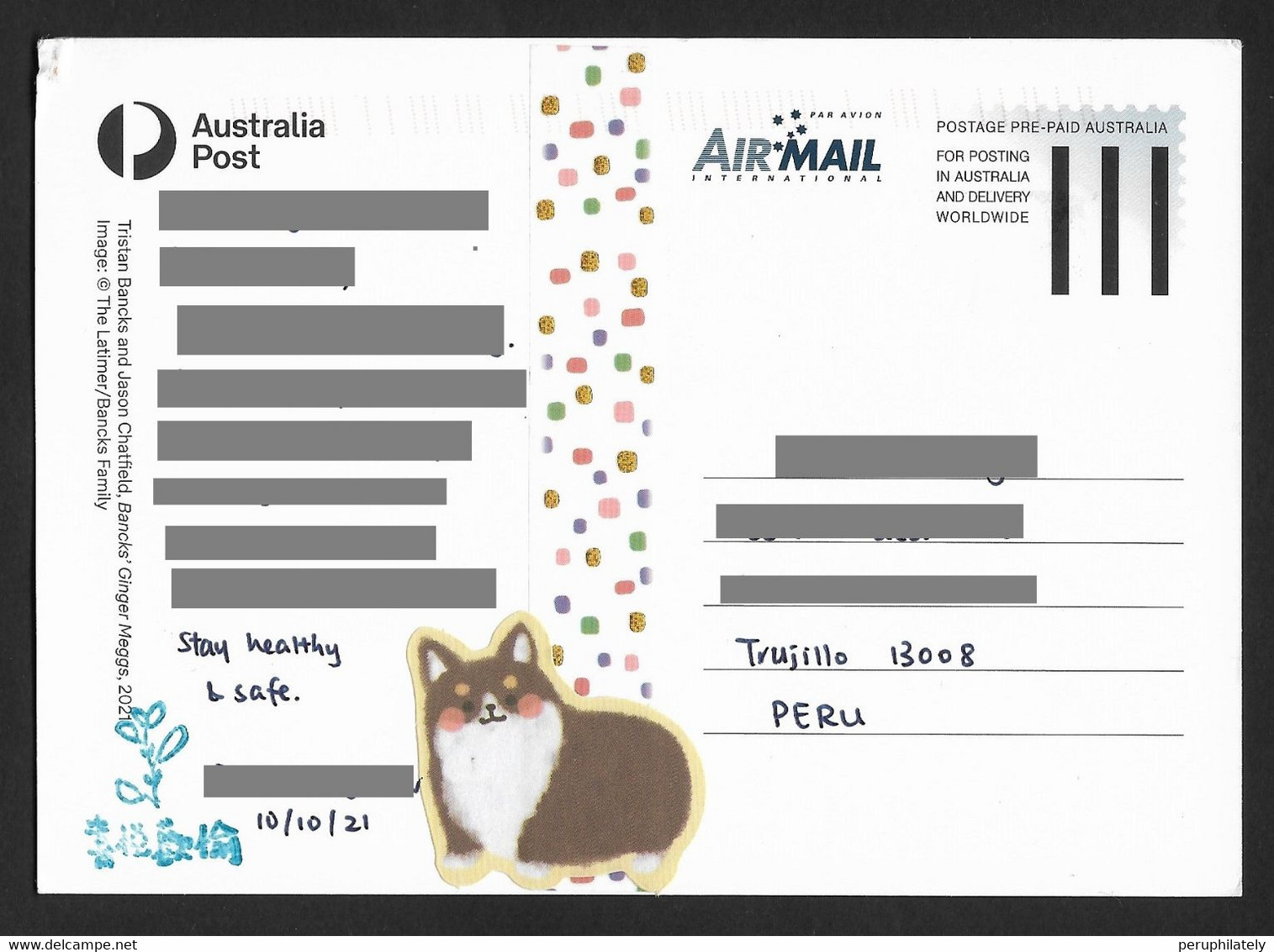 Australia Ginger Meggs Maxicard With Vaccination Postmark Sent To Peru - Gebraucht