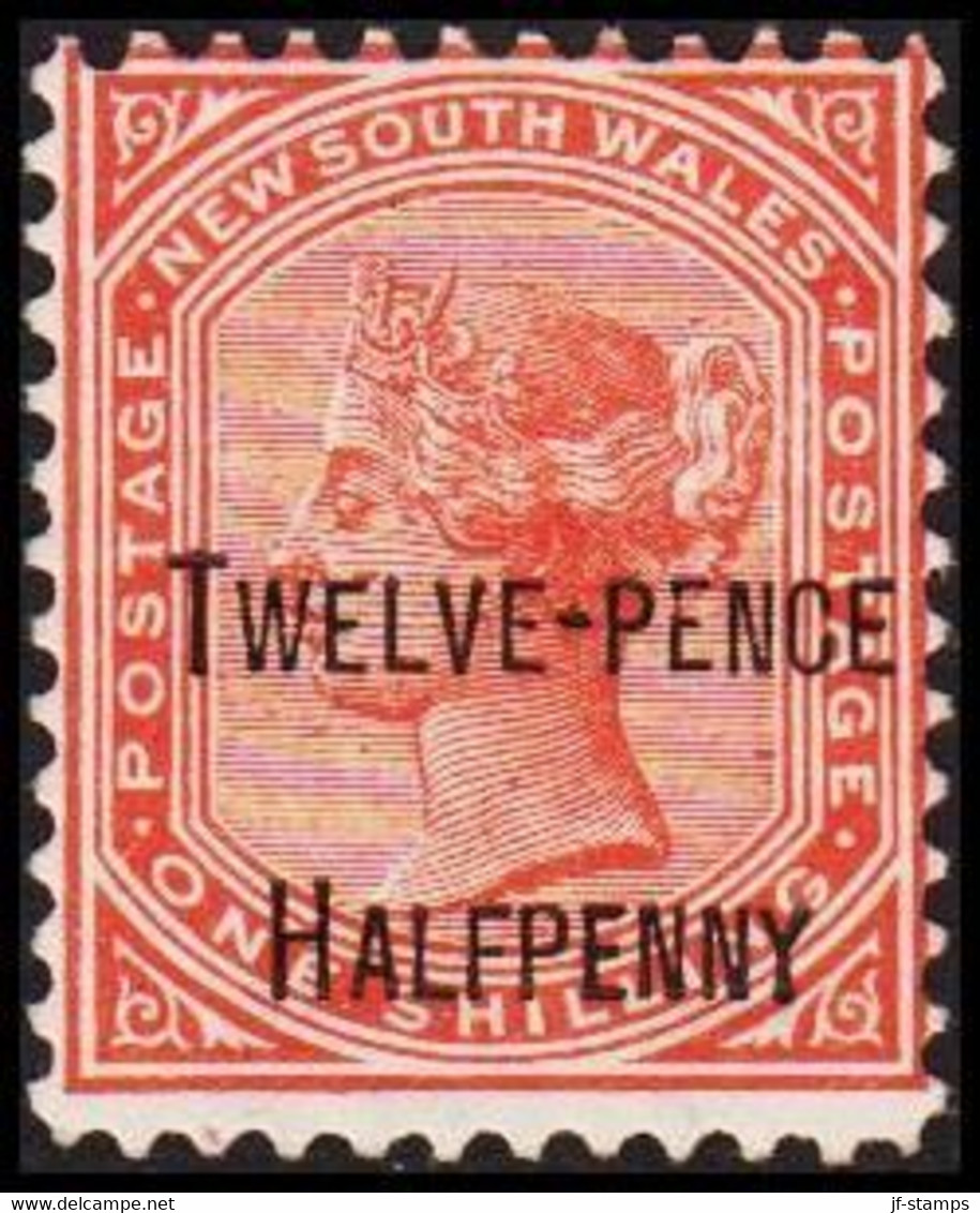 1891. NEW SOUTH WALES. TWELVE-PENCE HALFPENNY On ONE SHILLING Victoria. Hinged. Thin.  (Michel 77) - JF512477 - Mint Stamps