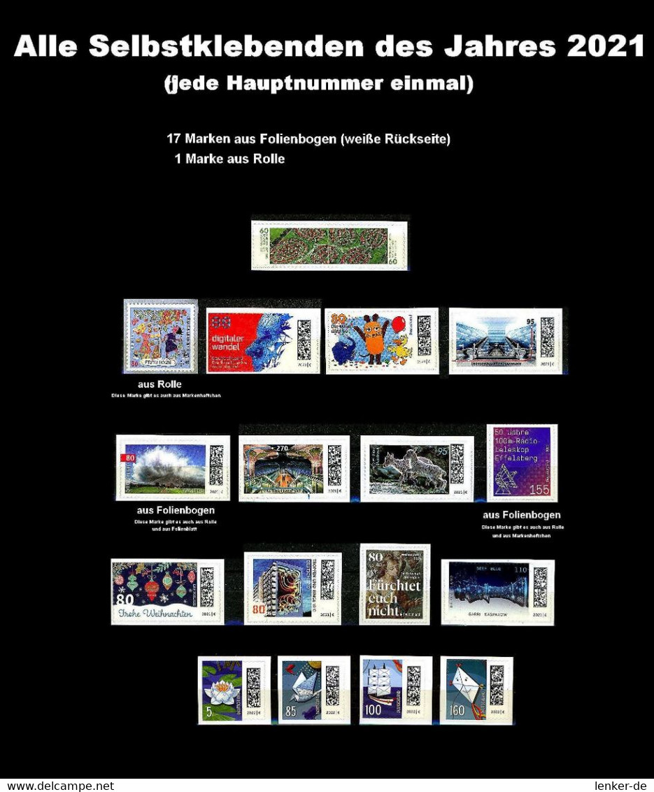 Alle Selbstklebenden Des Jahres 2021 (18 Werte) **  - Postfrisch MNH - Versandkostenfrei Nach Deutschland - Unused Stamps
