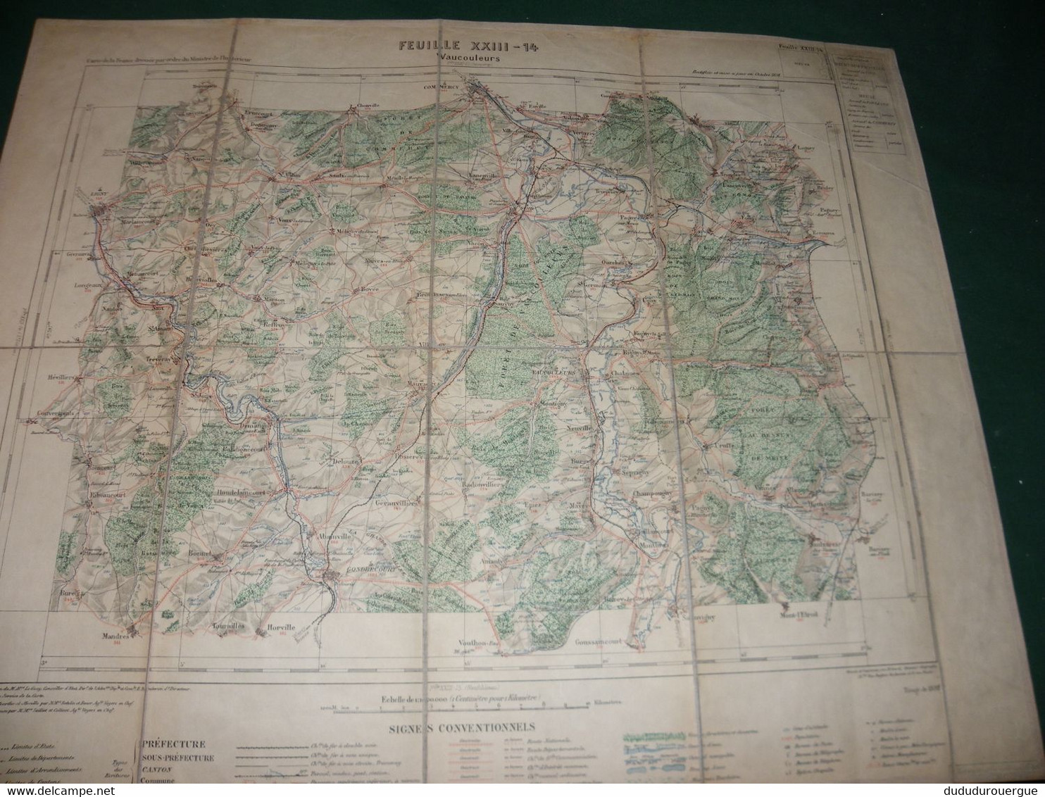 VAUCOULEURS   : CARTE DRESSEE PAR ORDRE DU MINISTERE DE L INTERIEUR ,  TIRAGE DE 1892 , CARTE  TOILEE - Cartes Topographiques