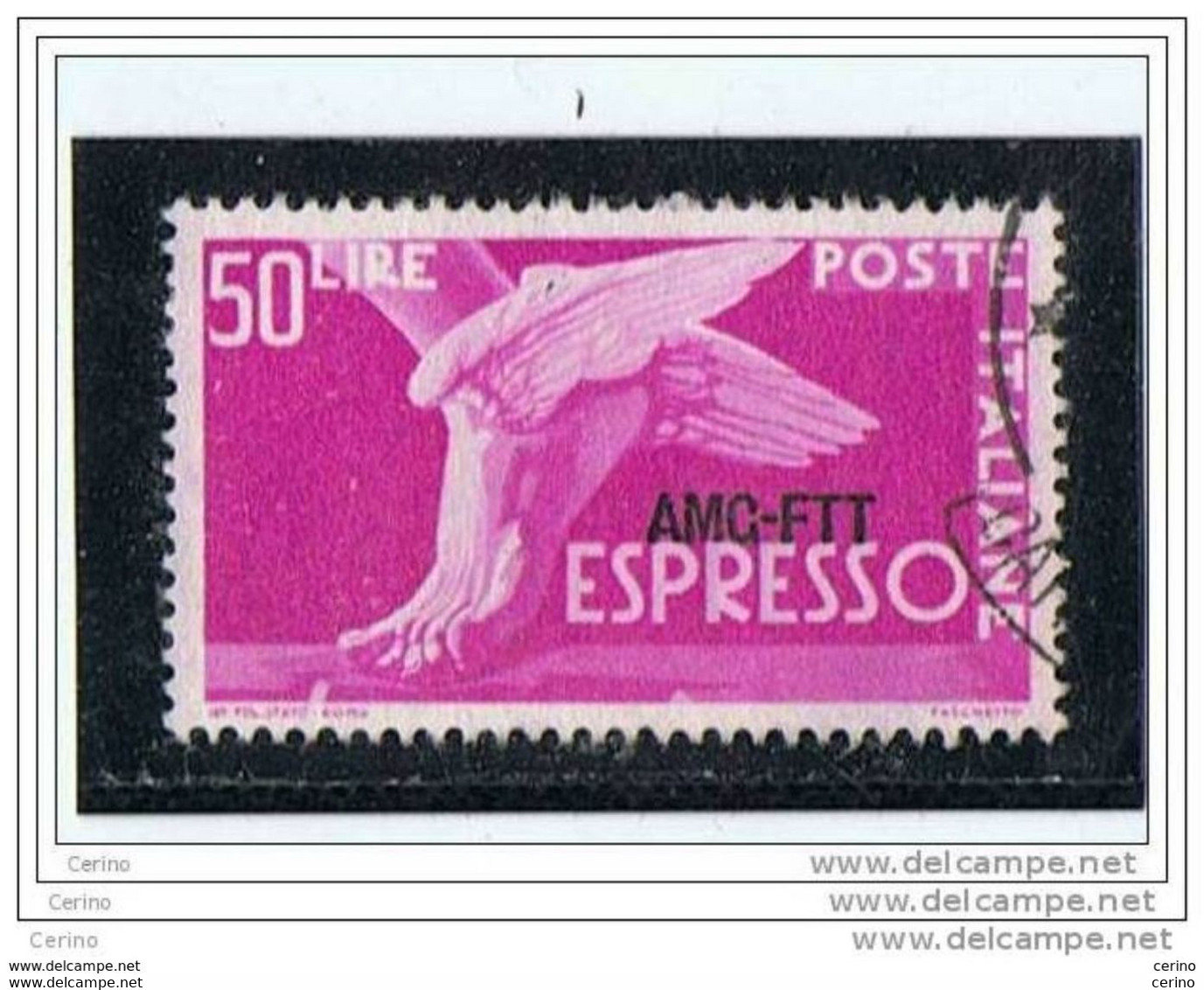 TRIESTE  A:  1953  EX. DEMOCRATICA  -  £. 50  ROSA  LILLA  US. -  FIL. R. III°  -  SASS. 7/I - Exprespost