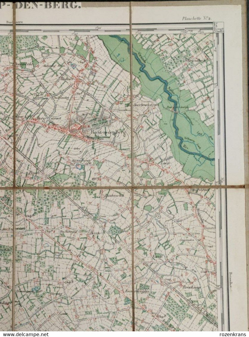 TOPSTUK Oude Topografische & militaire kaart 1869 STAFKAART Heist op den Berg Schriek Beersel Beerselberg Hallaar Werft