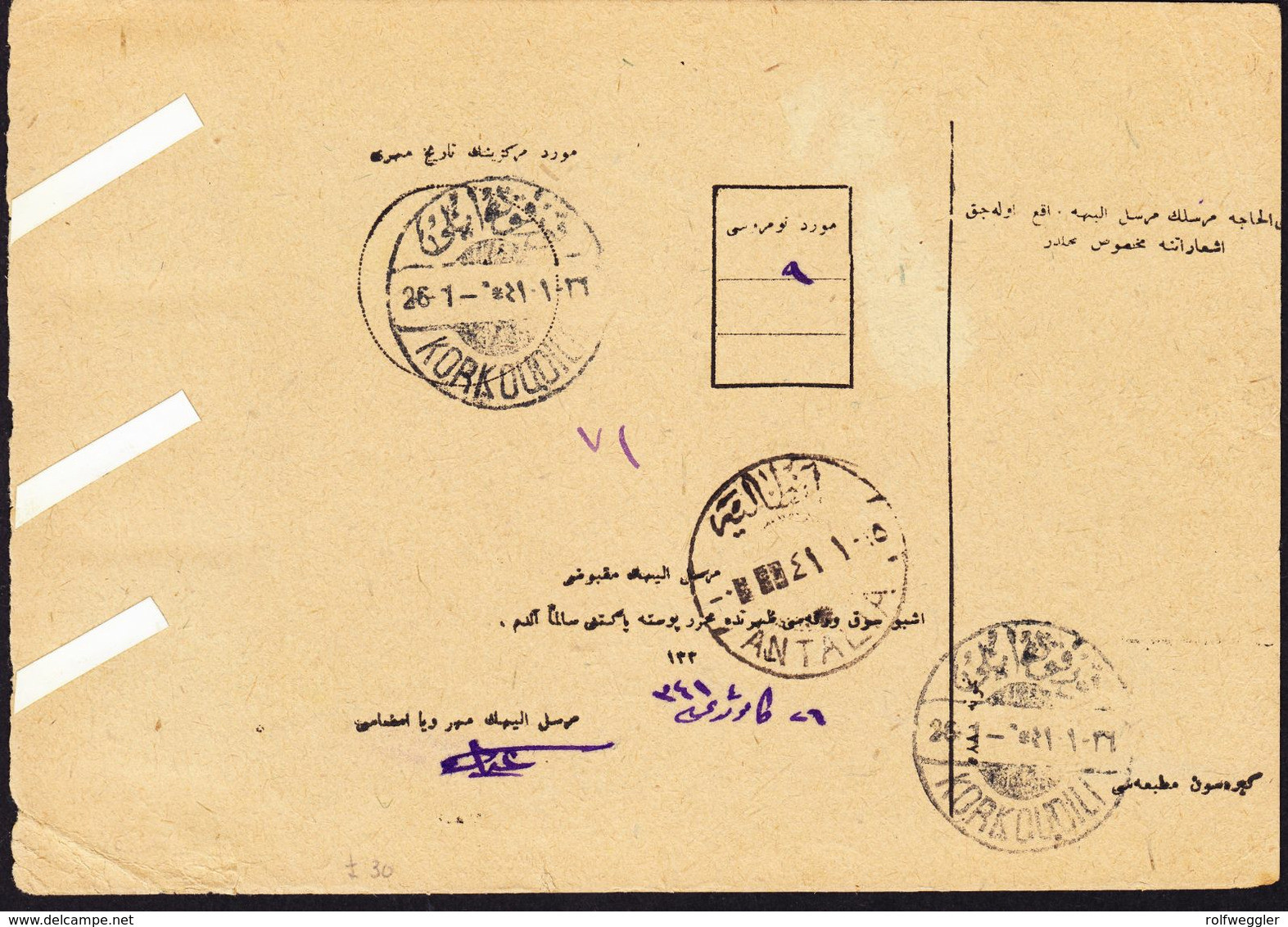 1925 Postschein Mit Türkischer Mischfrankatur Stempel Bourdour. Rückseitig Korkuteli Und Antalya - Briefe U. Dokumente