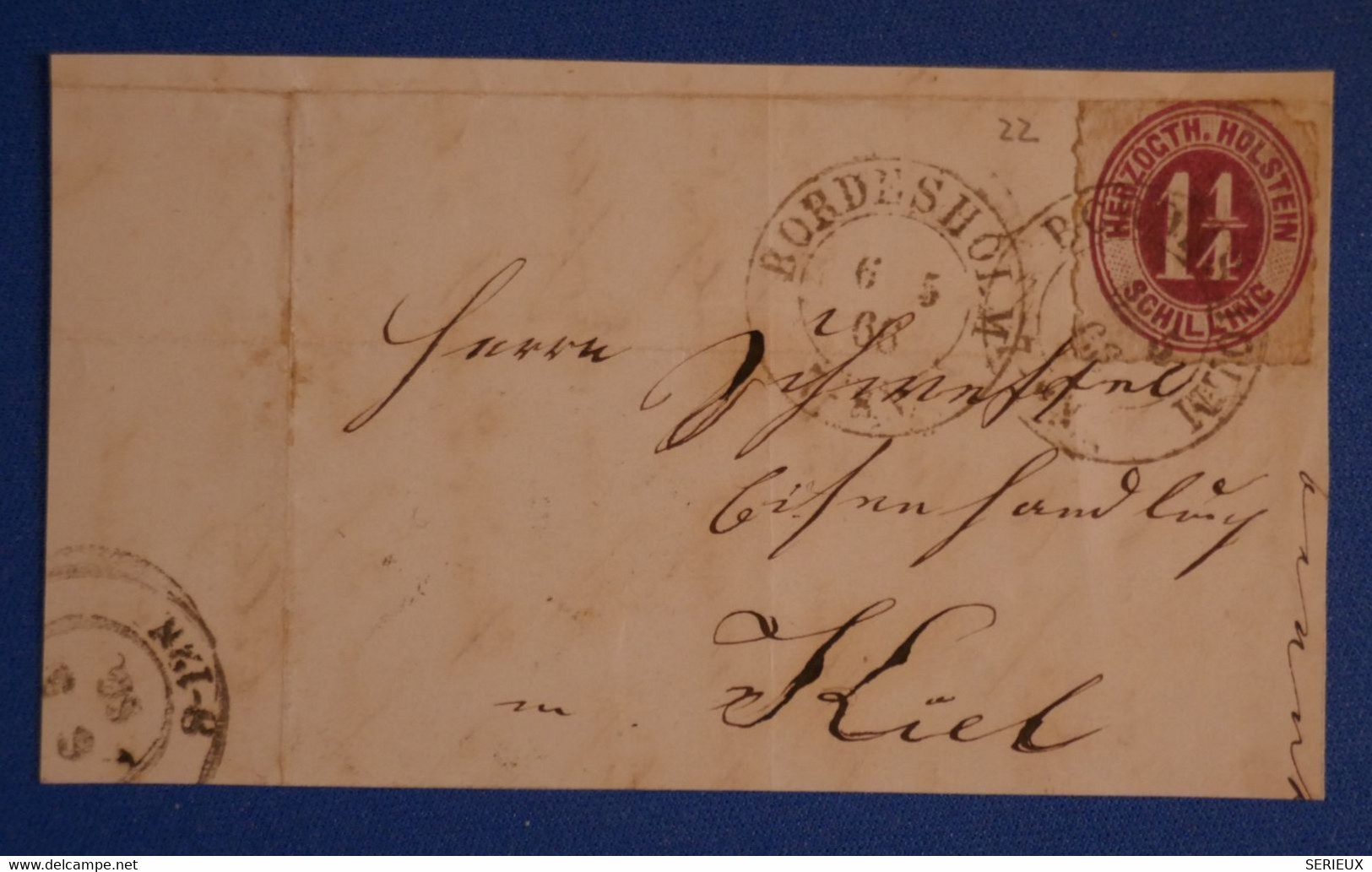 L3 SCHLESWIG BELLE LETTRE DEVANT 1866 BORDESCHOLM POUR KIEL+ AFFRANCH INTERESSANT - Schleswig-Holstein