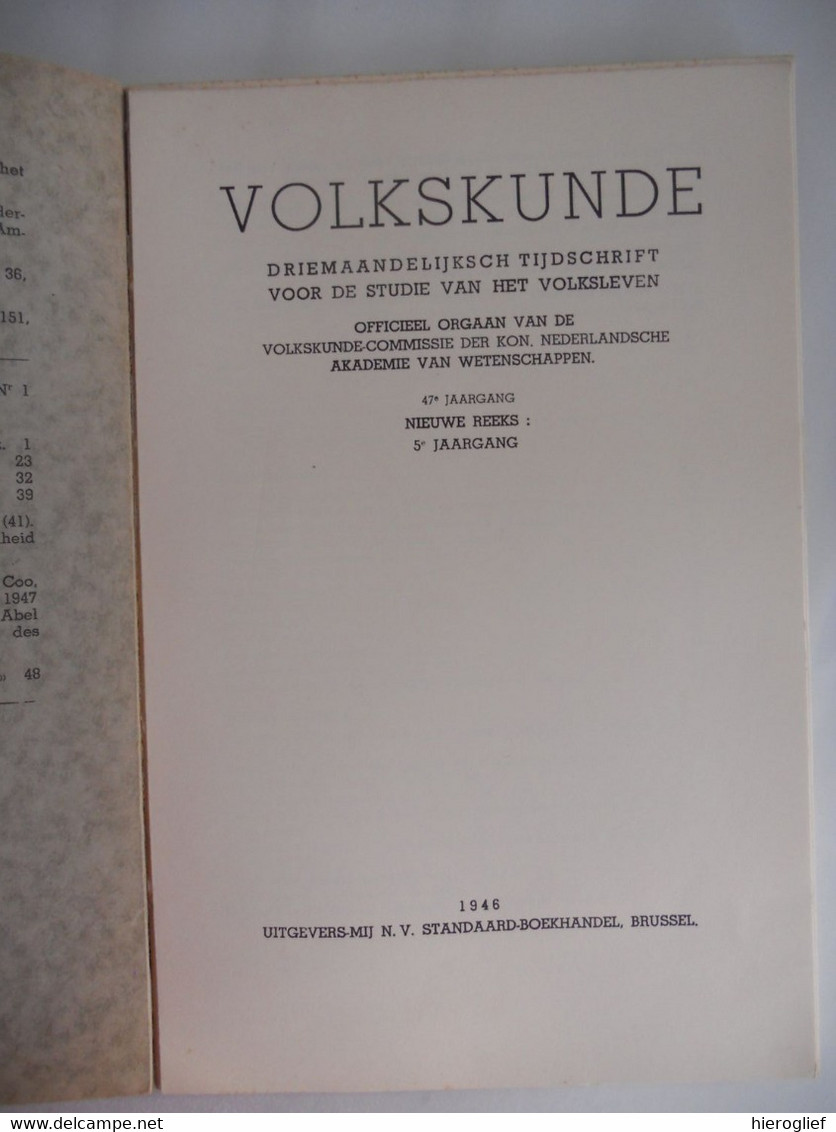 VOLKSKUNDE 1947 N° 1 Volkssprookje Folklore Uit Vlaanderen Martelgans Aleit Gans Volkskunst Heemkunde Inhoud Zie Foto 2 - Histoire