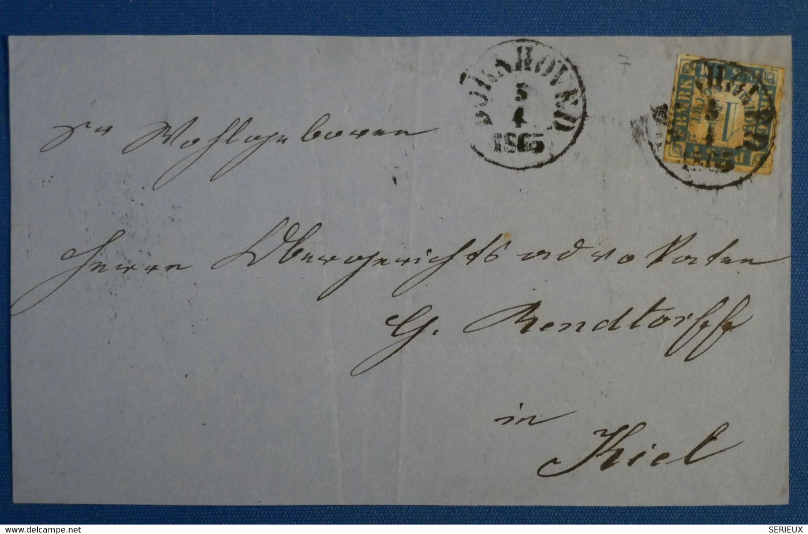 C SCHLESWIG ALLEMAGNE BELLE LETTRE DEVANT 1865 POUR KIEL + AFFRANCHISSEMENT INTERESSANT - Schleswig-Holstein