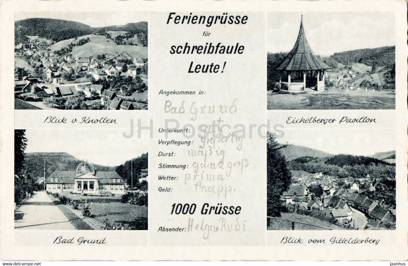 Feriengrusse Fur Schreibfaule Leute - Knollen - Eichelberger Pavillon - Bad Grund - Gitellderberg 1960 - Germany - Used - Bad Grund