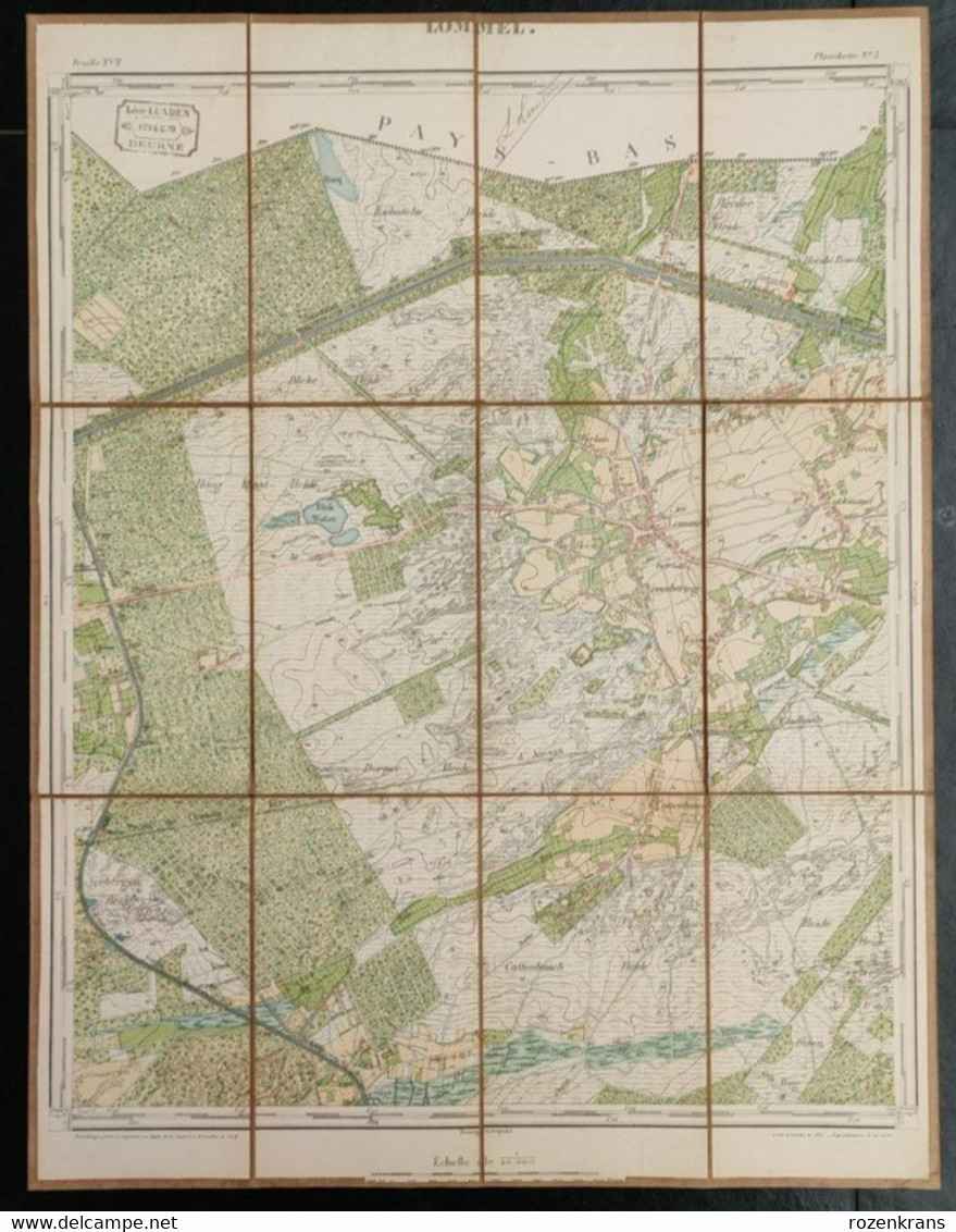 TOPSTUK Oude Topografische & Militaire Kaart 1876 STAFKAART Lommel Limburg Lutlommel Hamont Mol Hoge Maat Kempen - Topographical Maps