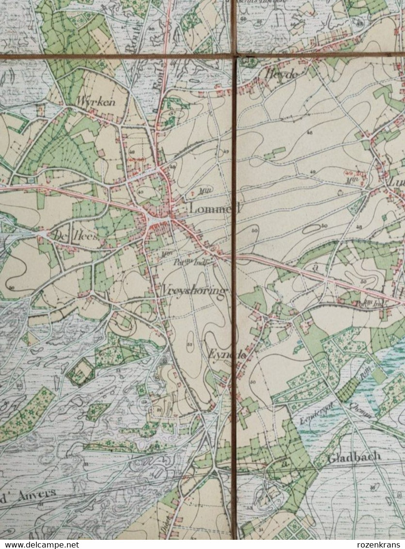 TOPSTUK Oude Topografische & Militaire Kaart 1876 STAFKAART Lommel Limburg Lutlommel Hamont Mol Hoge Maat Kempen - Topographical Maps