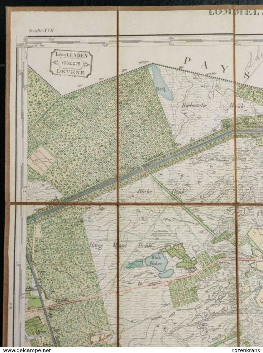 TOPSTUK Oude Topografische & Militaire Kaart 1876 STAFKAART Lommel Limburg Lutlommel Hamont Mol Hoge Maat Kempen - Topographische Kaarten