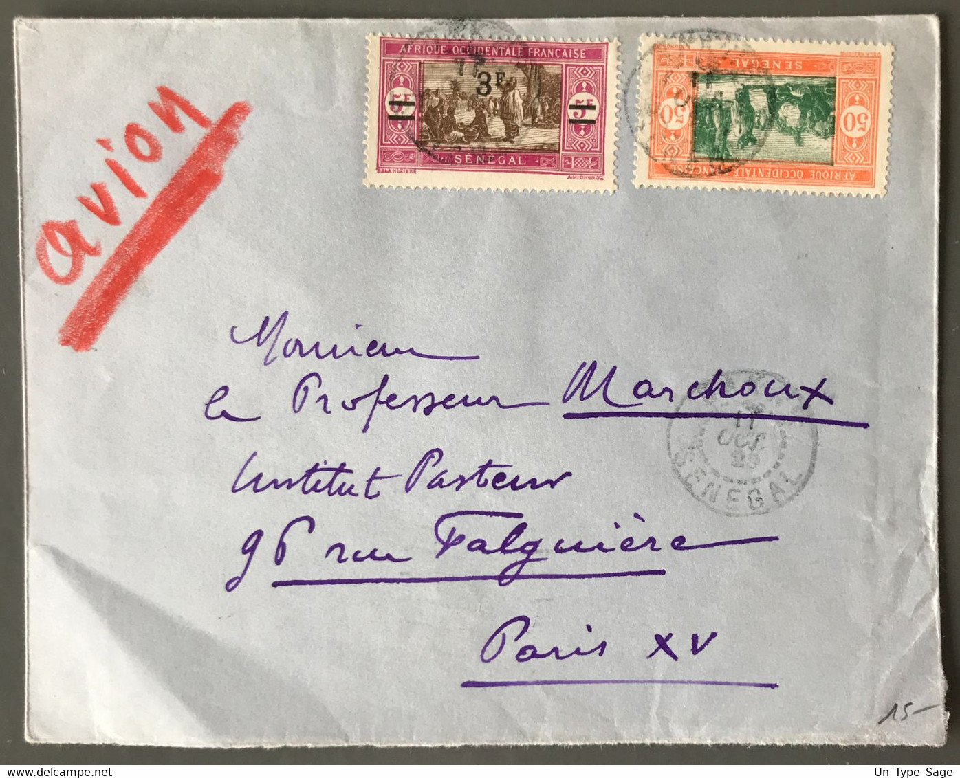 Sénégal N°82 Et 99 Sur Enveloppe TAD Dakar 11.10.1929 Pour Paris - (C1096) - Briefe U. Dokumente