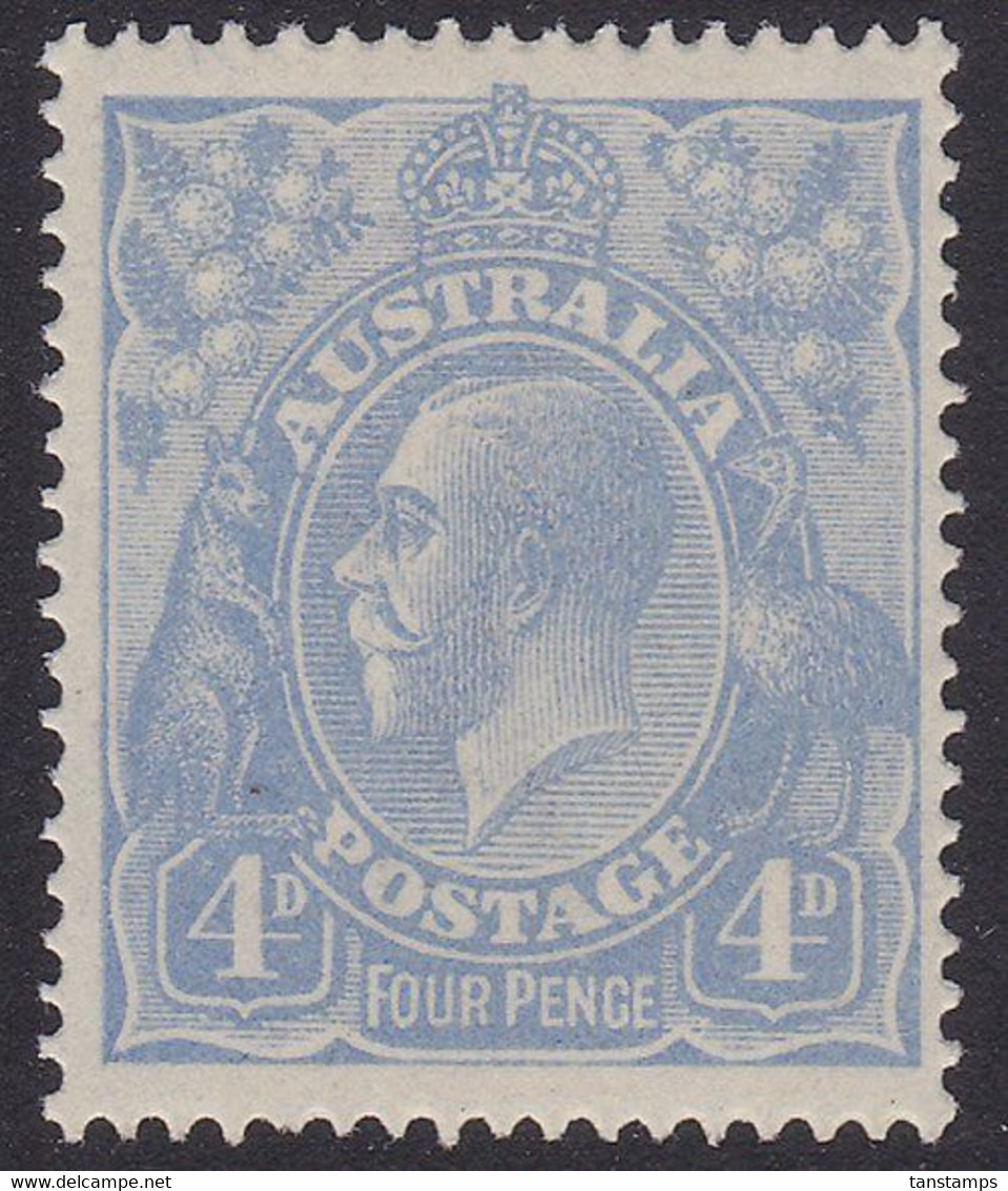 Australia 1918 KGV 4d Pale Milky Blue MLH. SG 65b. - Mint Stamps