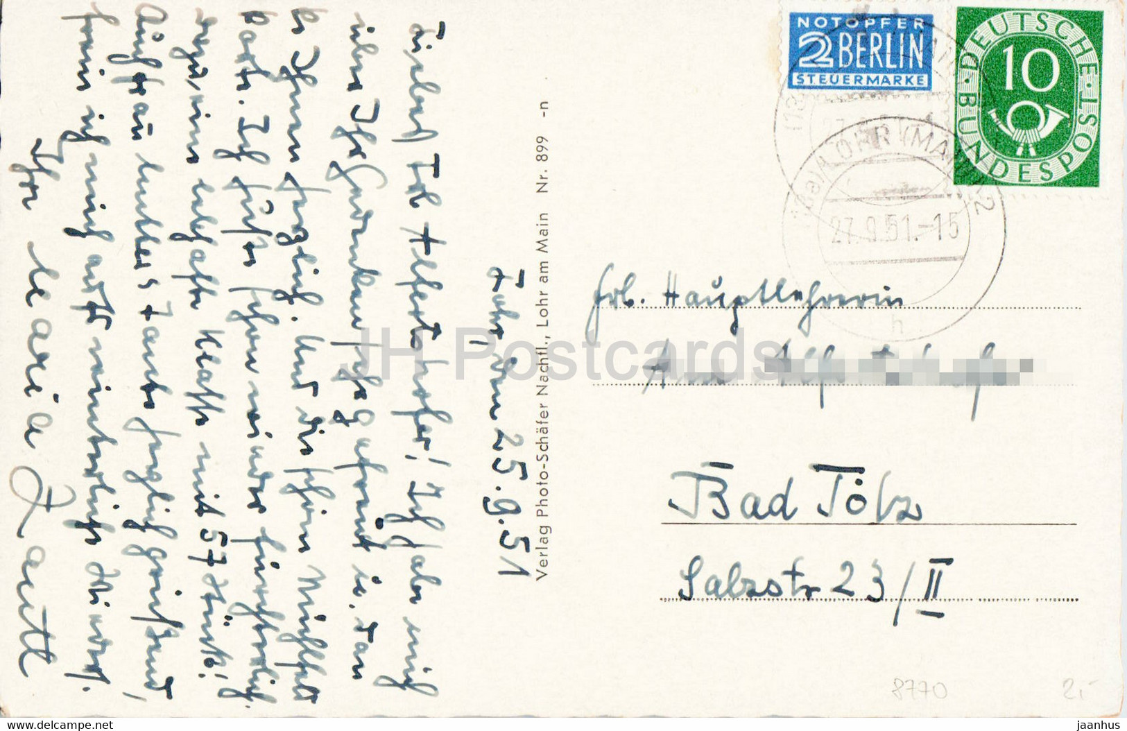 Lohr Am Main - Das Spessarttor - Old Postcard - 1951 - Germany - Used - Lohr