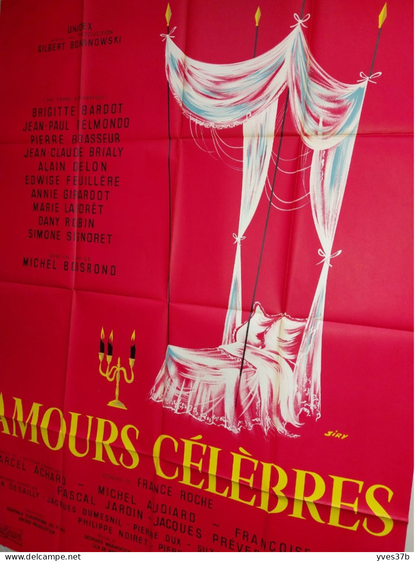 "AMOURS CELEBRES" B. Bardot, Belmondo, Brasseur, Brialy, Delon...1961 - 160x120 - TTB - Affiches & Posters