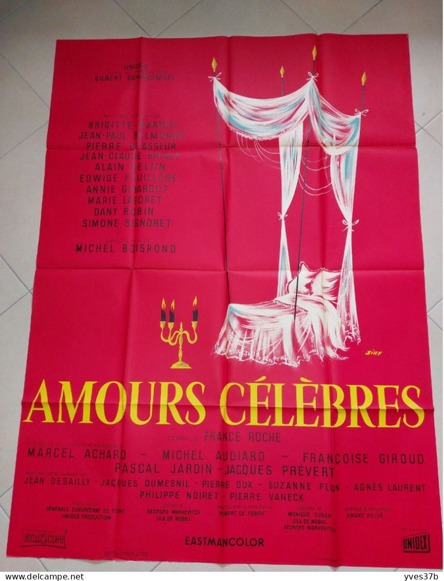 "AMOURS CELEBRES" B. Bardot, Belmondo, Brasseur, Brialy, Delon...1961 - 160x120 - TTB - Affiches & Posters