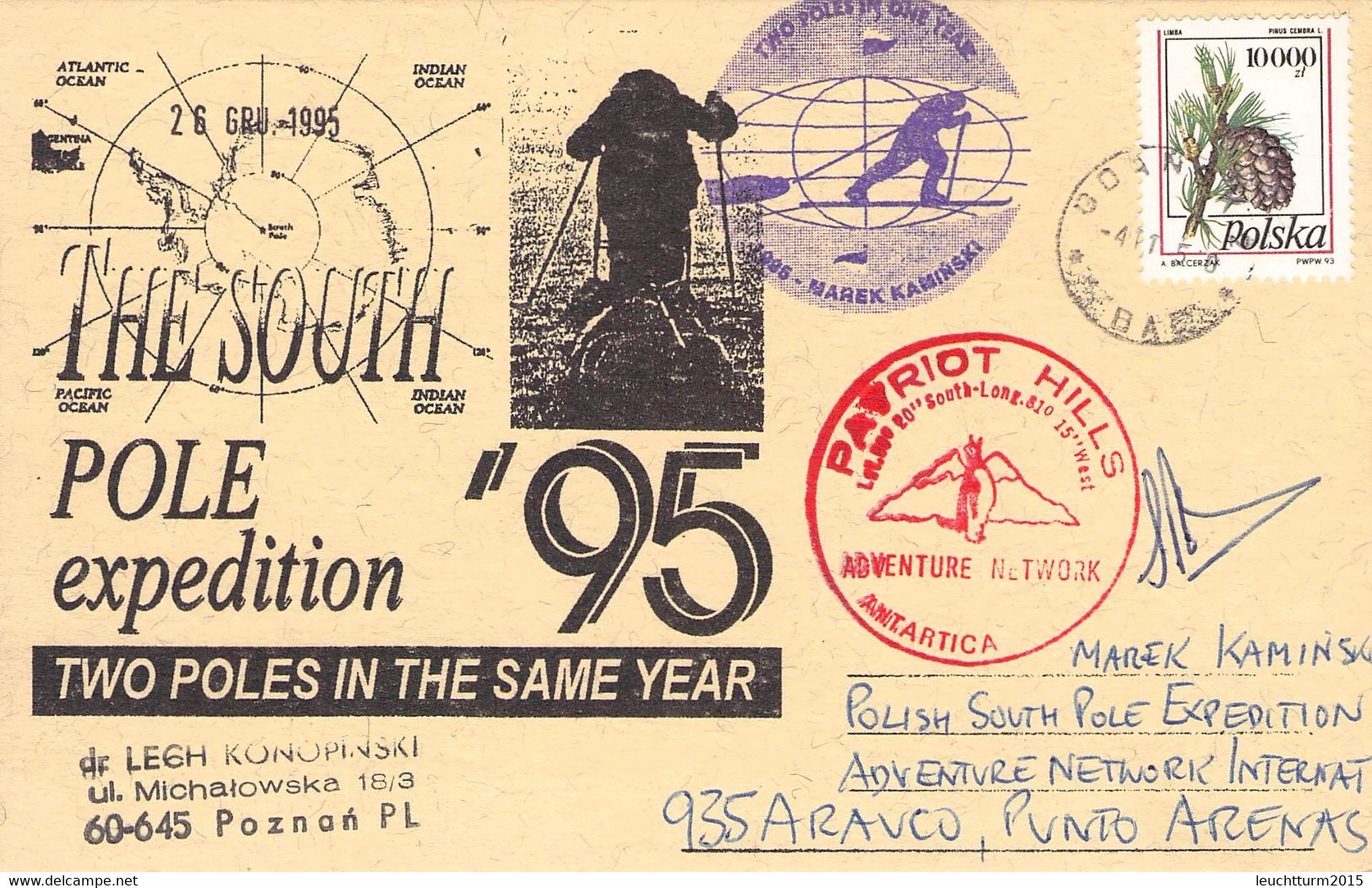 POLAND - 1995 SOUTH POLE - 2 POLES IN ONE YEAR / YZ261 - Cartas & Documentos