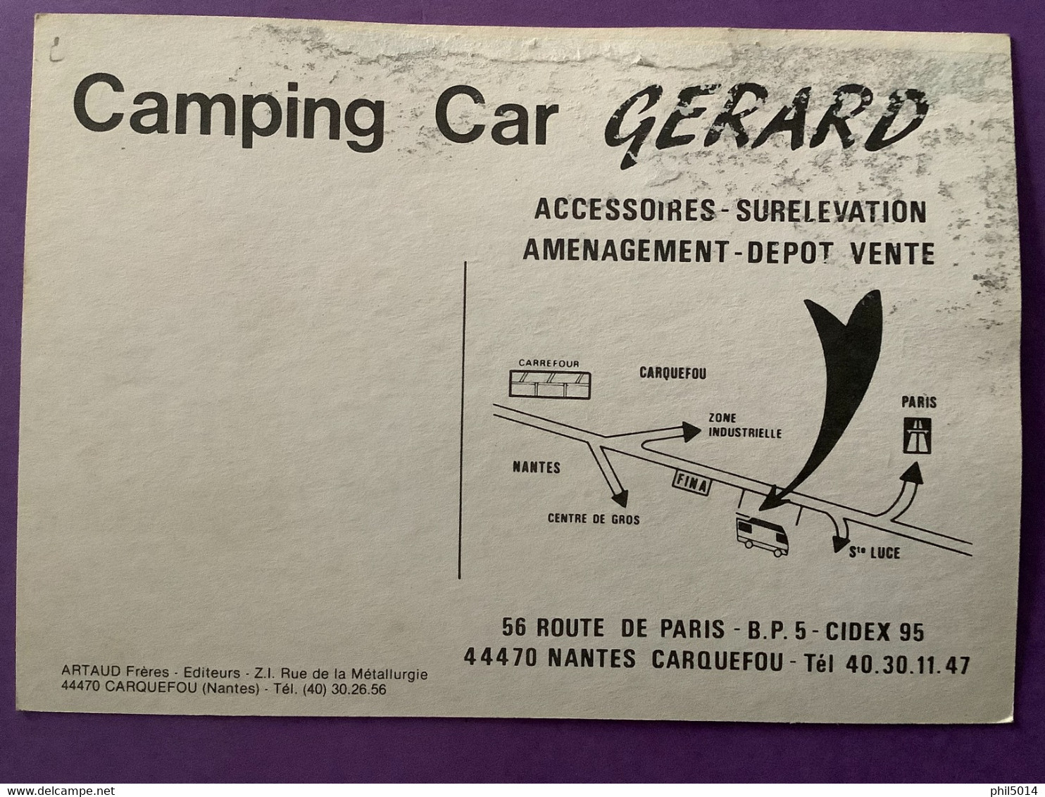 44     CPSM  NANTES-CARQUEFOU    Camping-Car GÉRARD       Bon état (traces D’usage) - Carquefou