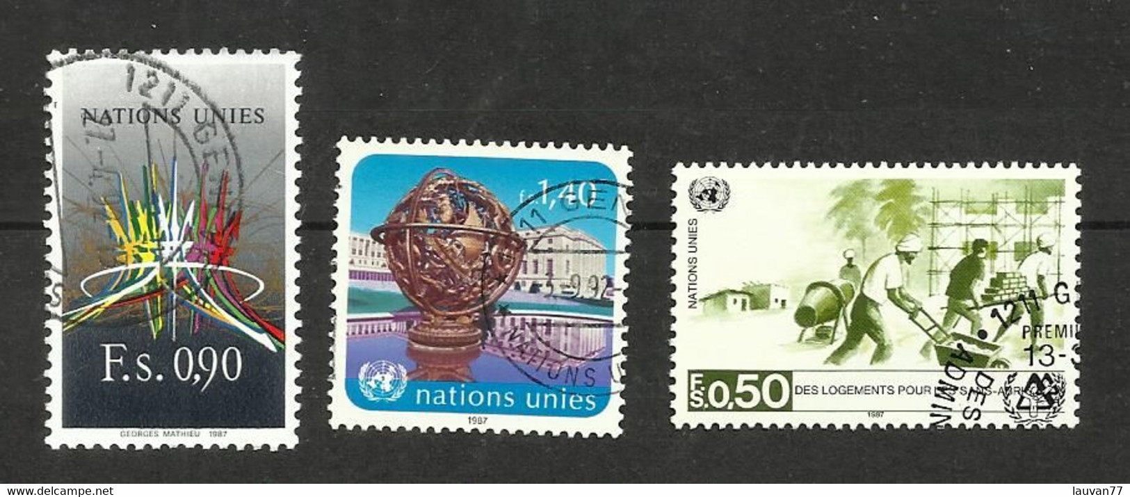 Nations Unies (Genève) N°152 à 154 Cote 4.50€ - Oblitérés