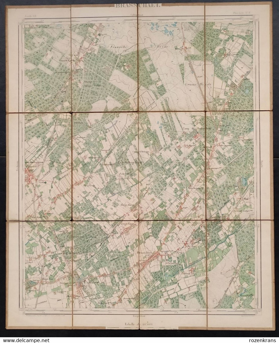 TOPSTUK 1868 Oude Topografische Militaire Kaart Brasschaat Kapellen Bist Schriek Kaart Donk Mik Elshout Kasteel Kamp Van - Topographical Maps
