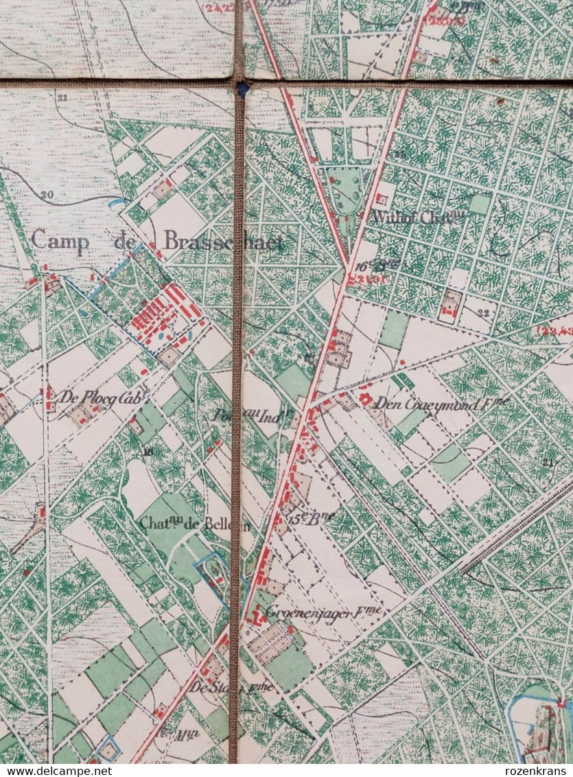 TOPSTUK 1868 Oude Topografische Militaire Kaart Brasschaat Kapellen Bist Schriek Kaart Donk Mik Elshout Kasteel Kamp Van - Topographical Maps