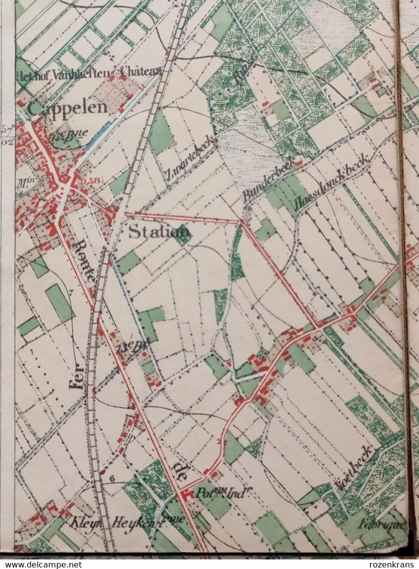 TOPSTUK 1868 Oude Topografische militaire kaart Brasschaat Kapellen Bist Schriek Kaart Donk Mik Elshout Kasteel Kamp van