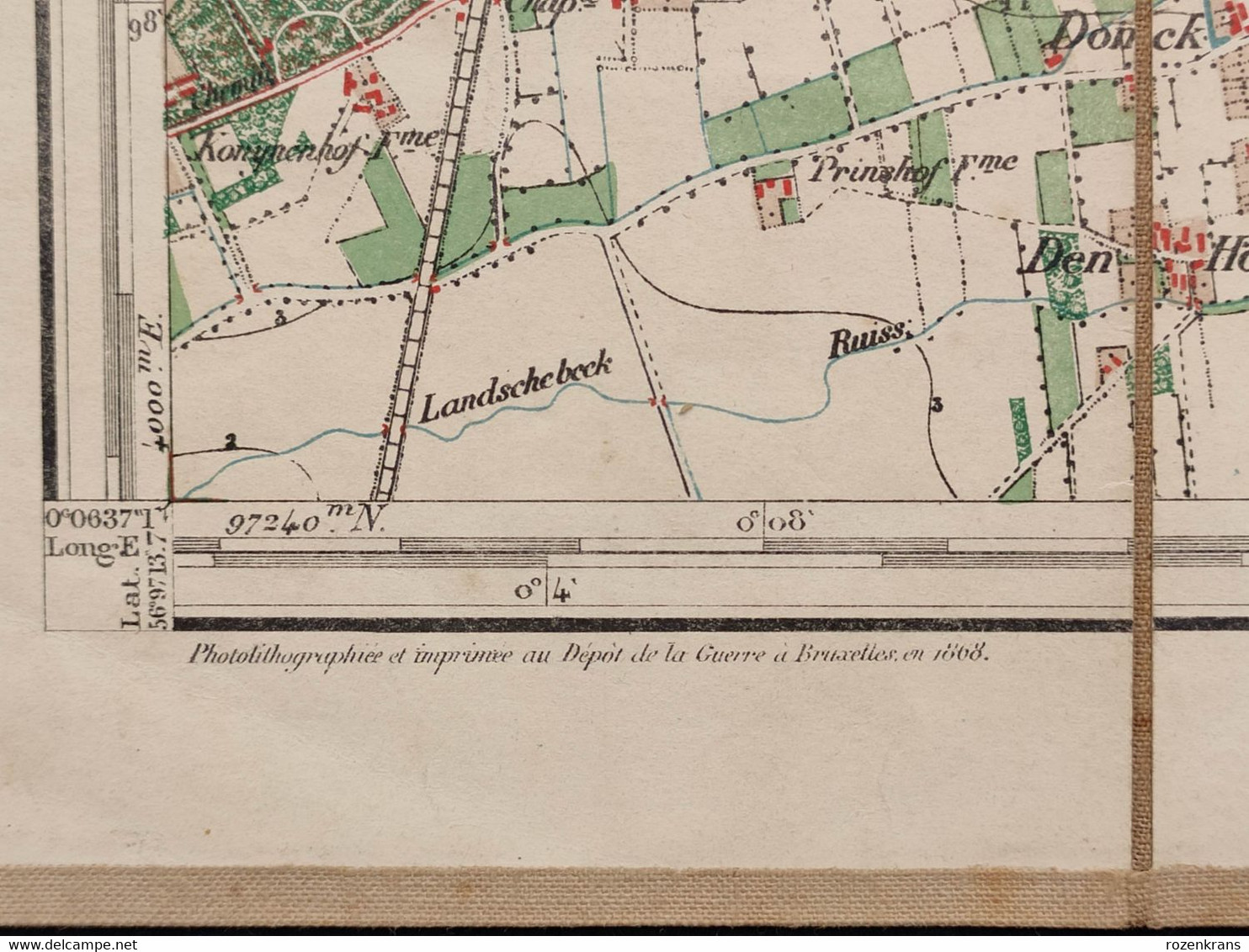 TOPSTUK 1868 Oude Topografische militaire kaart Brasschaat Kapellen Bist Schriek Kaart Donk Mik Elshout Kasteel Kamp van